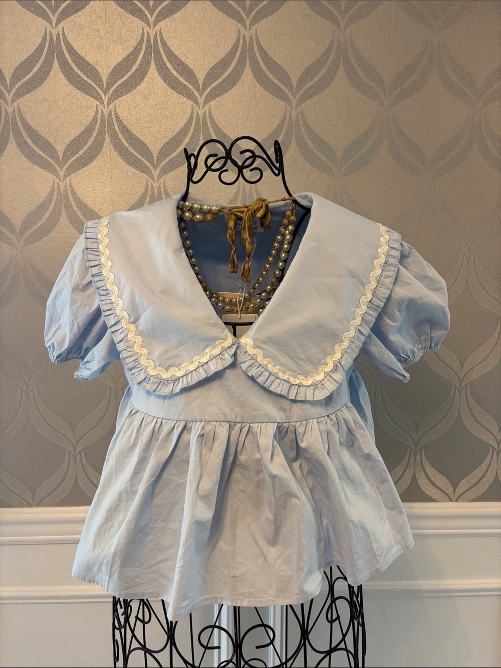 Peppermayo Light Blue Ruffled Sailor Collar Blouse